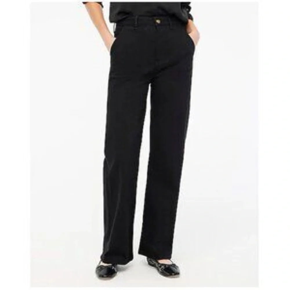 J. Crew Wide-Leg‎ High Waist Denim Black Jeana All Day Stretch Size 31 NWT